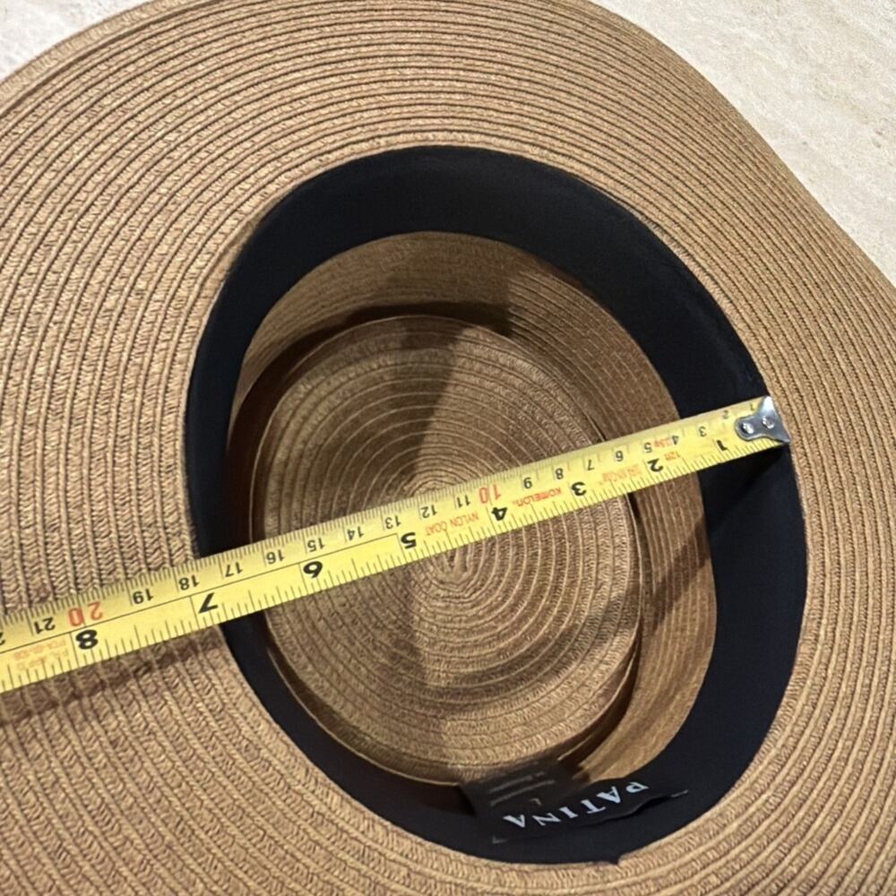 Patina Handcrafted Straw Sun Hat Pork Pie Gambler Wide Brim UPF 50+ Tan Large - Picture 7 of 10